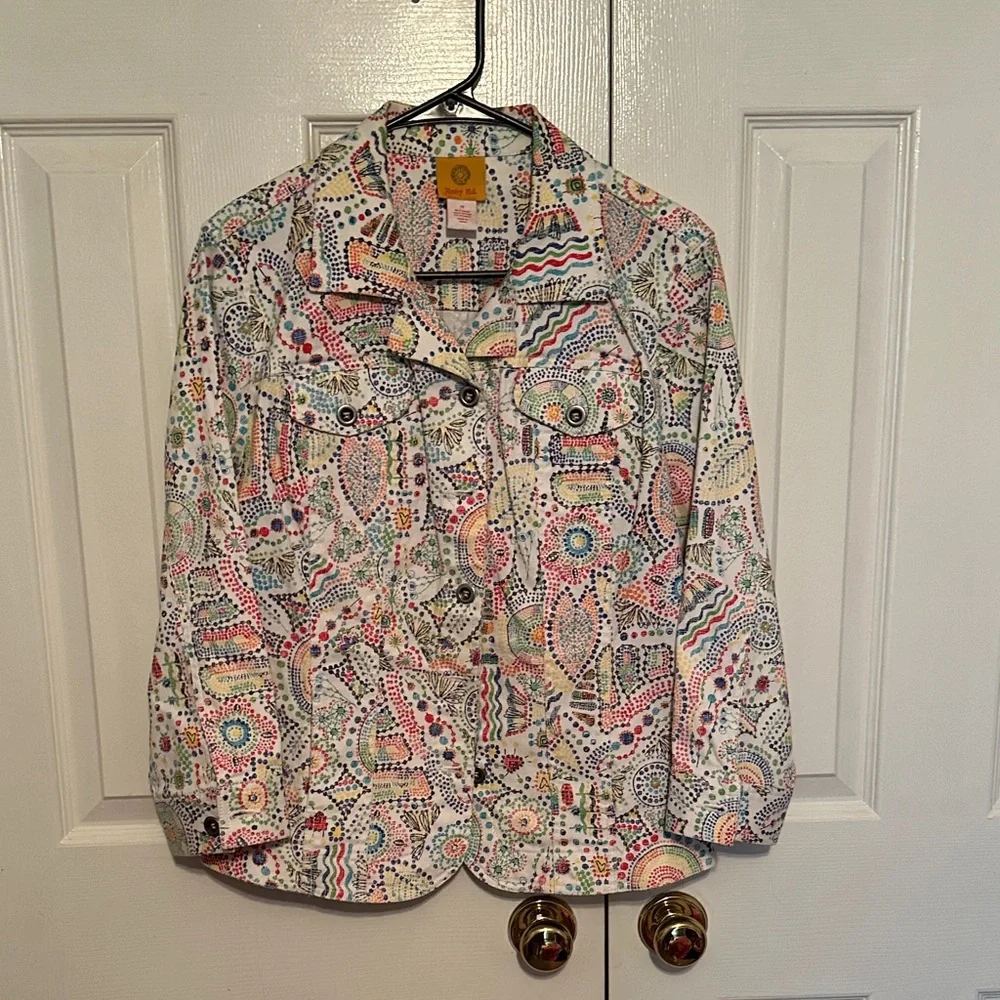 Ruby Rd. Multicolor Patterned Jean Jacket - Picture 1 of 6